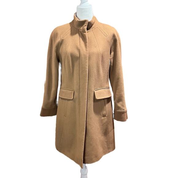 Lands' End Camel Wool Blend Long Pea Coat 10P (I250) - Picture 1 of 10